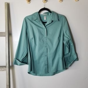 OLD NAVY PERFECT FIT STRETCH SHIRT LIGHT TEAL GREEN SIZE LARGE
